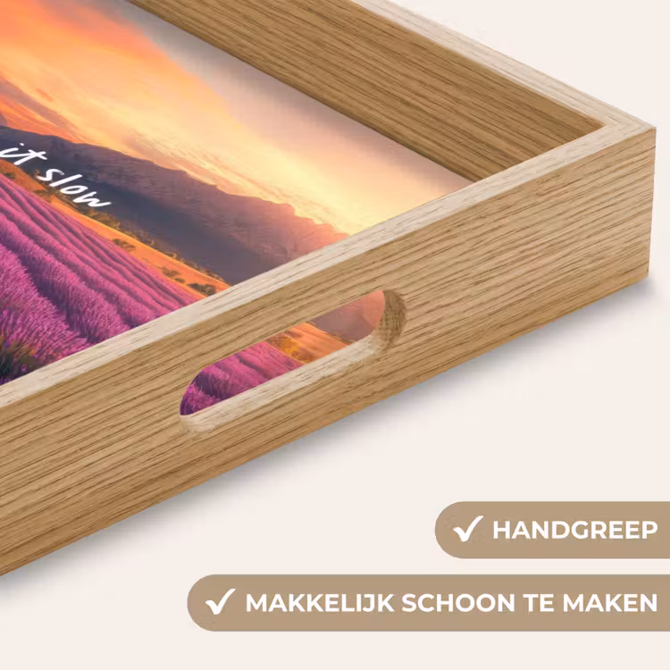 Lavendelveld - Quote - Zonsondergang Dienblad Rechthoek middel -USP_HandgreepNL