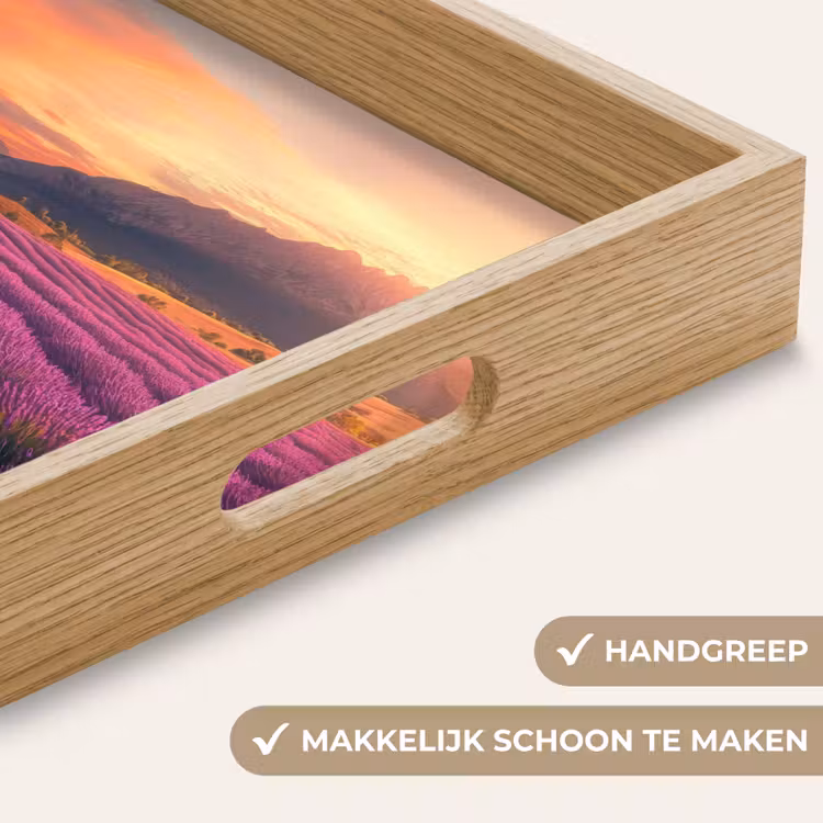 Lavendelveld - Zonsondergang - Paars Dienblad Rechthoek middel -USP_HandgreepNL