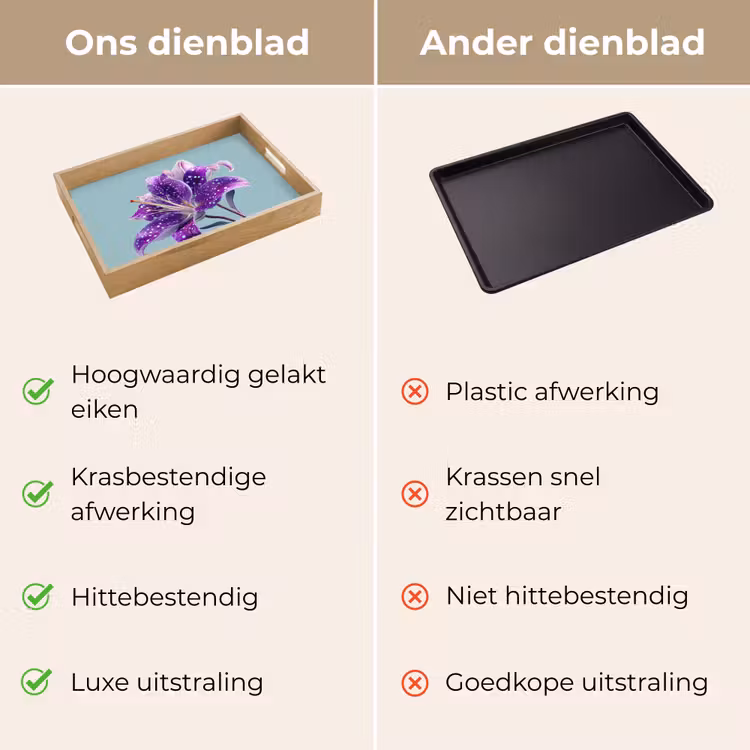 Lelie - Bloem - Paars - Stippen Dienblad Rechthoek middel -USP_VergelijkingNL