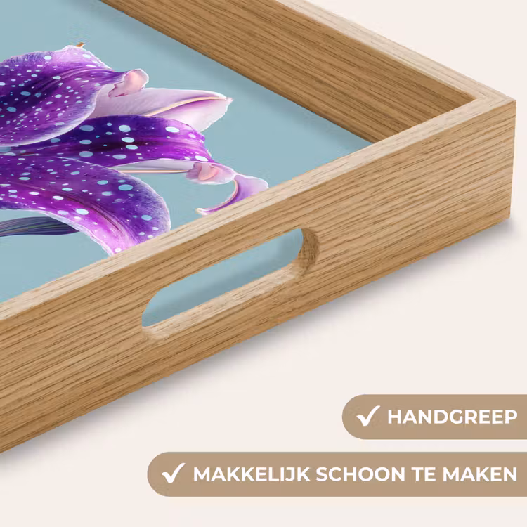 Lelie - Bloem - Paars - Stippen Dienblad Rechthoek middel -USP_HandgreepNL