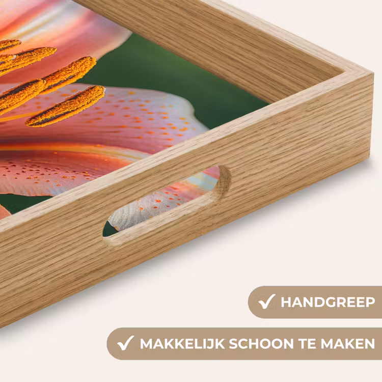 Lelie - Close up - Lichtroze Dienblad Rechthoek middel -USP_HandgreepNL