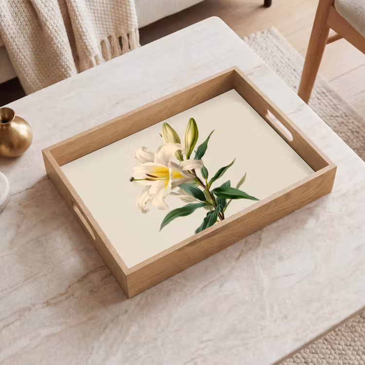 Lelie - Elegant - Botanisch - Beige Dienblad Rechthoek middel -sfeer1