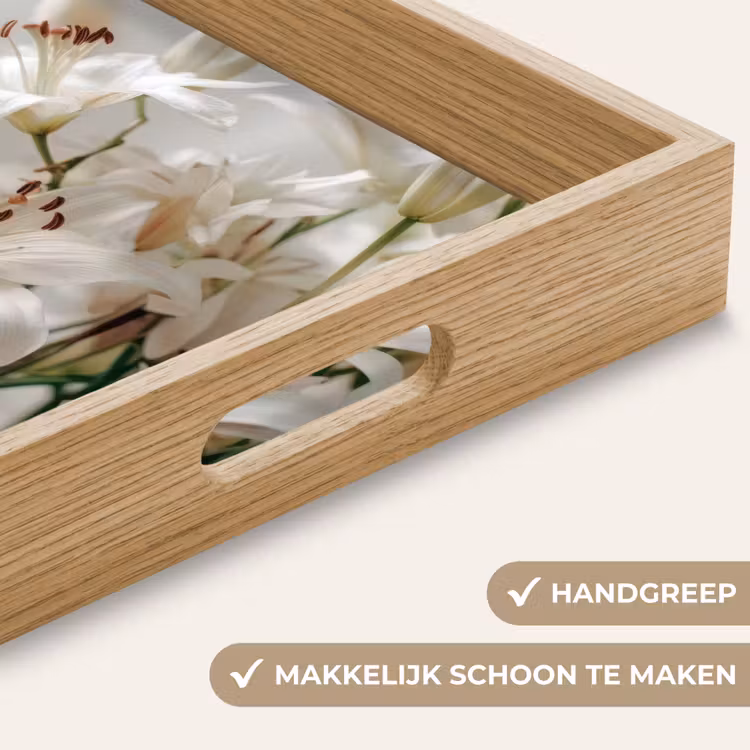 Lelies - Boekte - Wit - Meeldraden Dienblad Rechthoek middel -USP_HandgreepNL