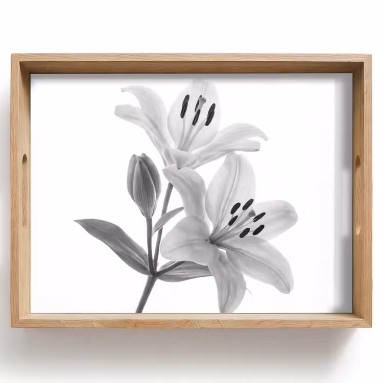 Lelies - Elegant - Zwart - Wit Dienblad Rechthoek middel -z3d_shopping