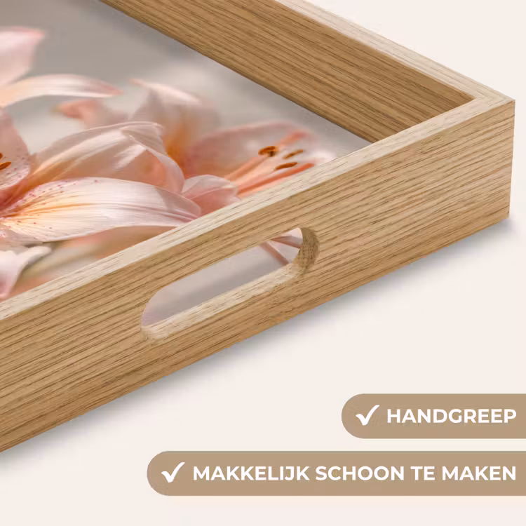 Lelies - Meeldraden - Roze - Wazig Dienblad Rechthoek middel -USP_HandgreepNL
