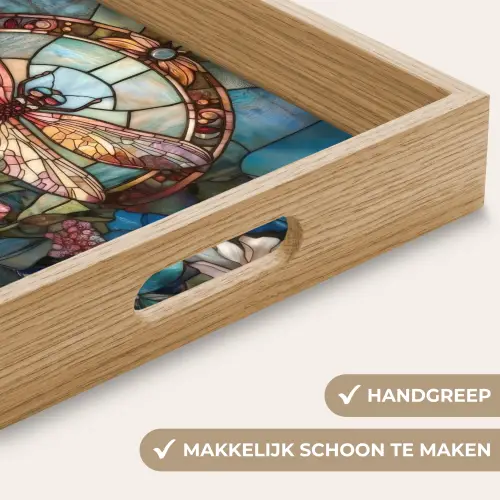 Libelle - Mozaïek - Bloemen - Kleurrijk Dienblad Rechthoek middel -USP_HandgreepNL