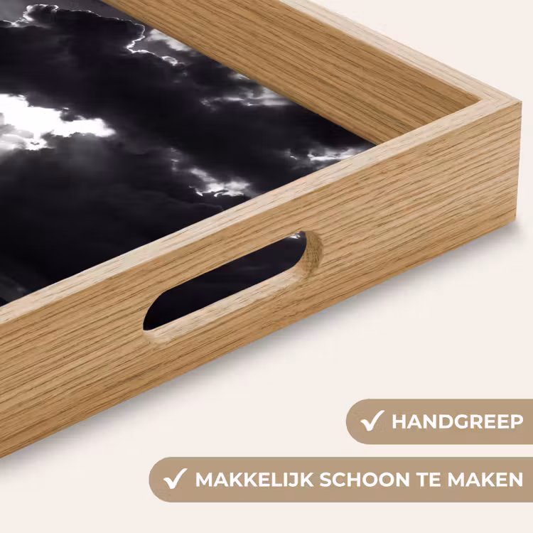 Licht - Wolken - Zee - Zwart-wit - Natuur Dienblad Rechthoek middel -USP_HandgreepNL