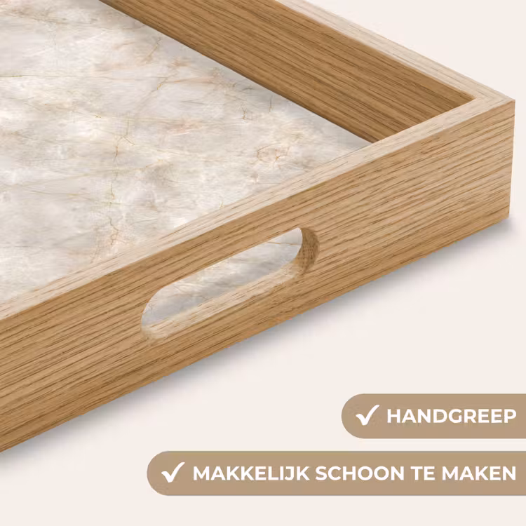 Lichtbeige - Goudbruine Nerven - Marmer Dienblad Rechthoek middel 911 -USP_HandgreepNL