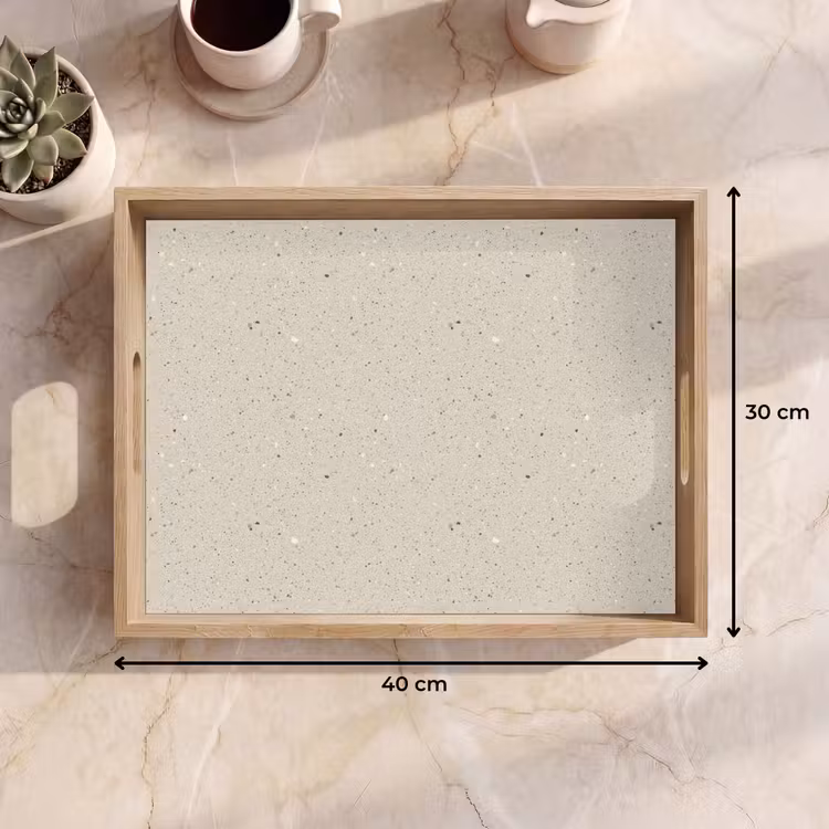 Lichtbeige - Terrazzo - Grijs Dienblad Rechthoek middel 911 -USP_Formaat