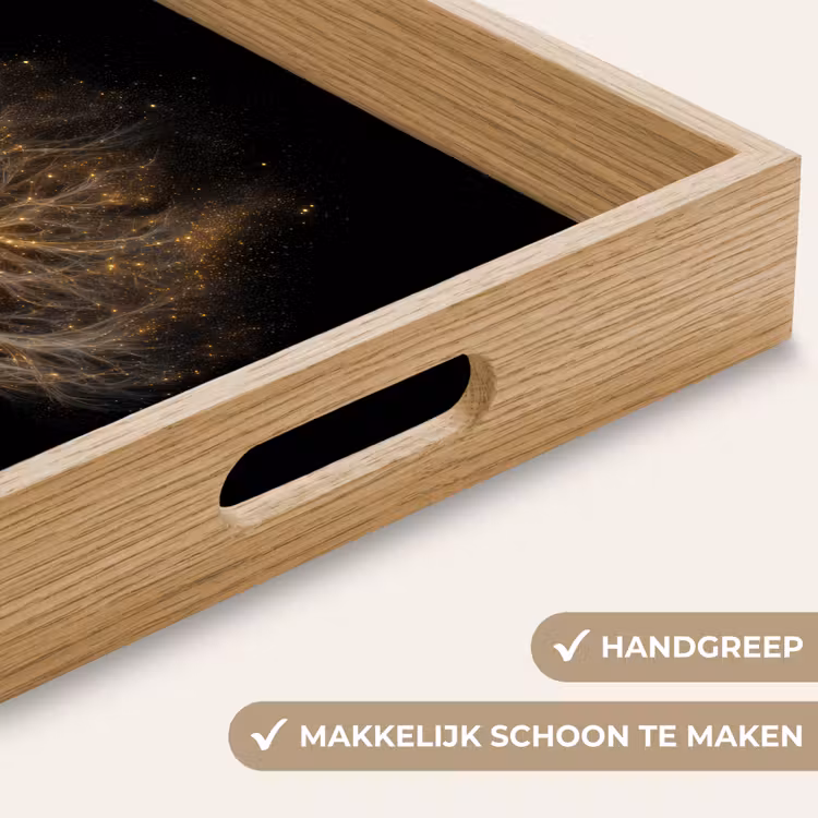 Lichtjes - Boom - Abstract - Zwart Dienblad Rechthoek middel -USP_HandgreepNL