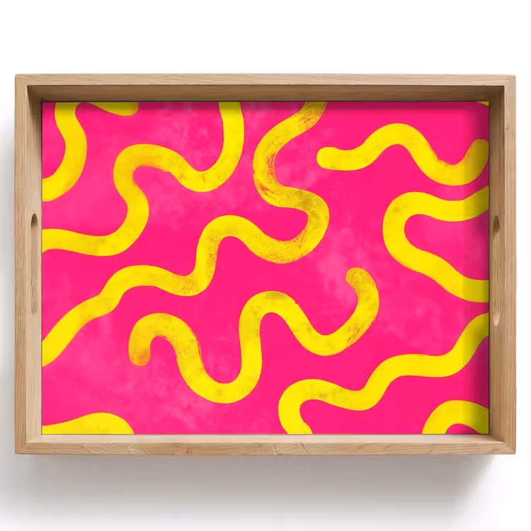 Lijn - Geel - Abstract Dienblad Rechthoek middel -z3d_shopping