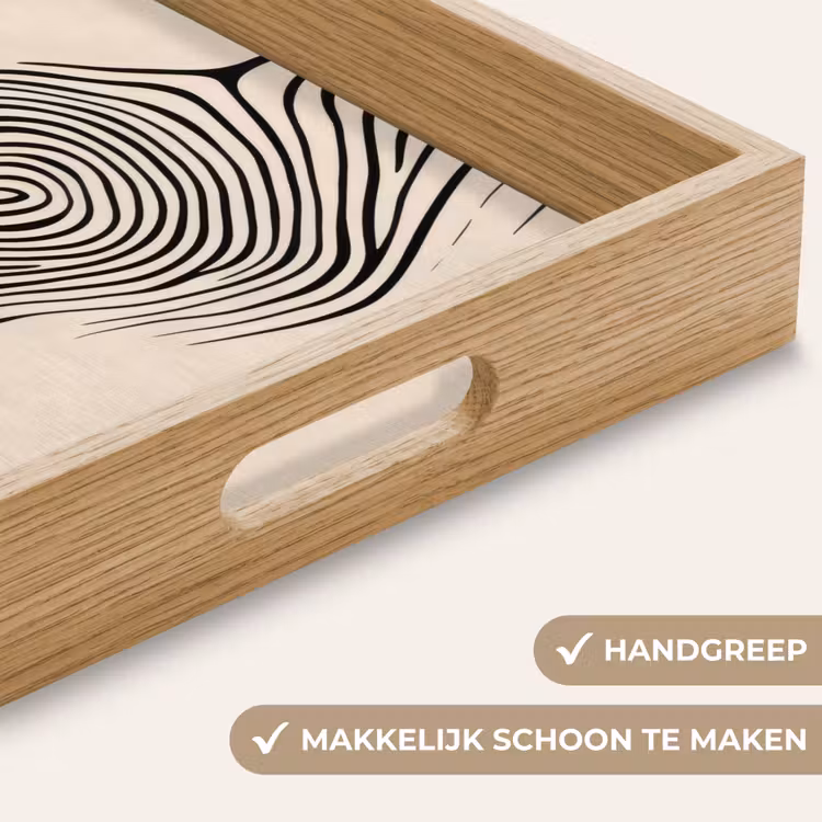 Lijnen - Abstract - Golvend - Zwart Dienblad Rechthoek middel -USP_HandgreepNL