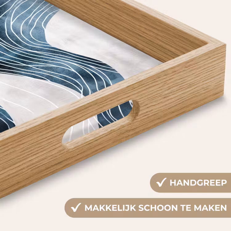 Lijnen - Golven - Abstract - Blauw Dienblad Rechthoek middel -USP_HandgreepNL