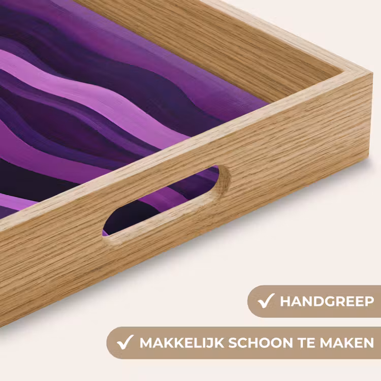 Lijnen - Golven - Paars - Abstract Dienblad Rechthoek middel -USP_HandgreepNL