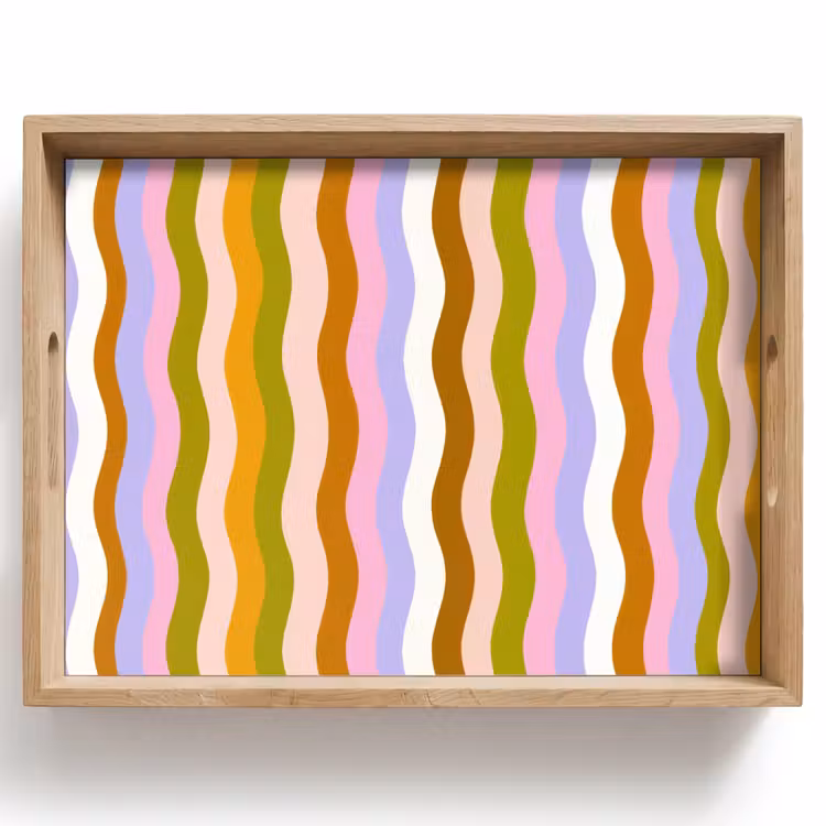 lijnen - Golven - Pastelkleuren - Patroon Dienblad Rechthoek middel -z3d_shopping