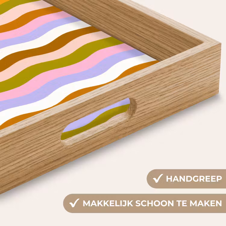 lijnen - Golven - Pastelkleuren - Patroon Dienblad Rechthoek middel -USP_HandgreepNL