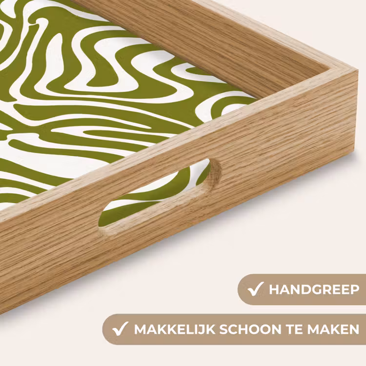 Lijnpatroon - Groen - Organisch Dienblad Rechthoek middel 911 -USP_HandgreepNL