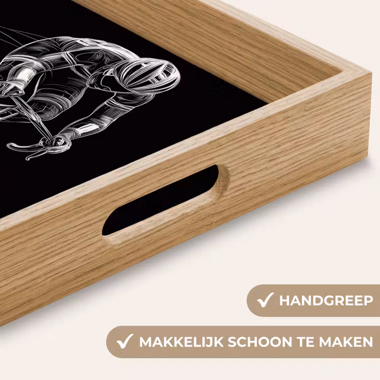 Lijntekening - Wit - Wielrennen - Snelheid Dienblad Rechthoek middel -USP_HandgreepNL