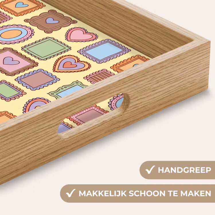 Lijst - Patroon - Hart - Speels - Kleurrijk Dienblad Rechthoek middel -USP_HandgreepNL