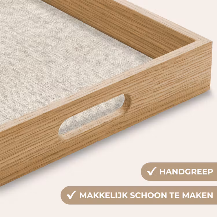 Linnen - Textuur - Beige Dienblad Rechthoek middel 911 -USP_HandgreepNL