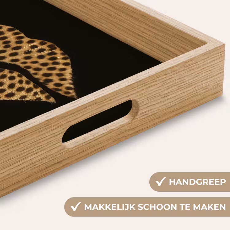 lip - Zwart - Panterprint Dienblad Rechthoek middel -USP_HandgreepNL