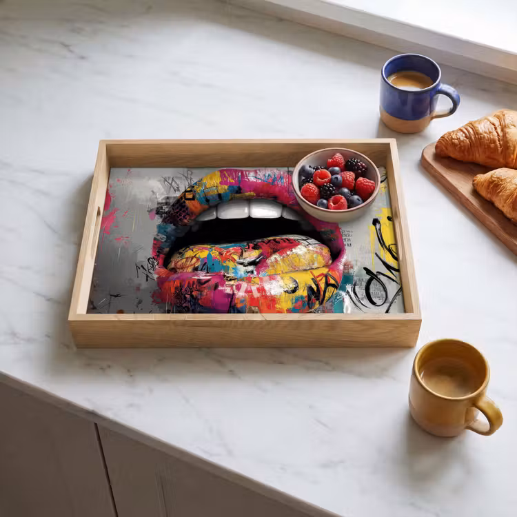 Lippen - Graffiti - Expressief Dienblad Rechthoek middel -sfeer2