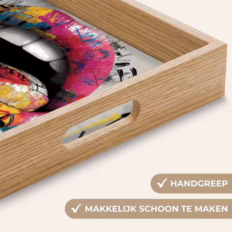 Lippen - Graffiti - Expressief Dienblad Rechthoek middel -USP_HandgreepNL