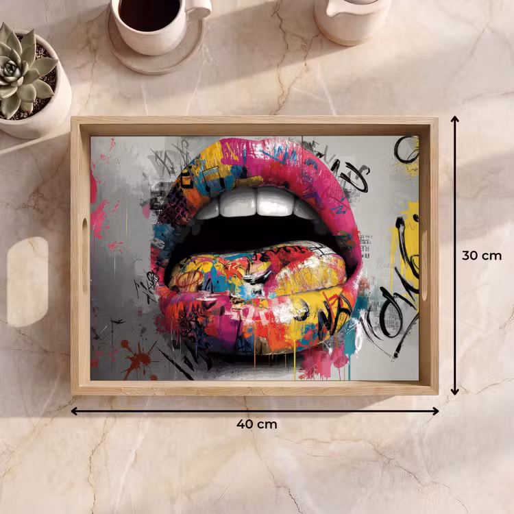 Lippen - Graffiti - Expressief Dienblad Rechthoek middel -USP_Formaat
