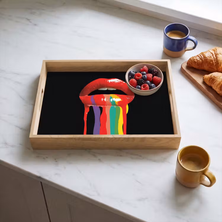 Lippen - Kleuren - Zwart Dienblad Rechthoek middel -sfeer2