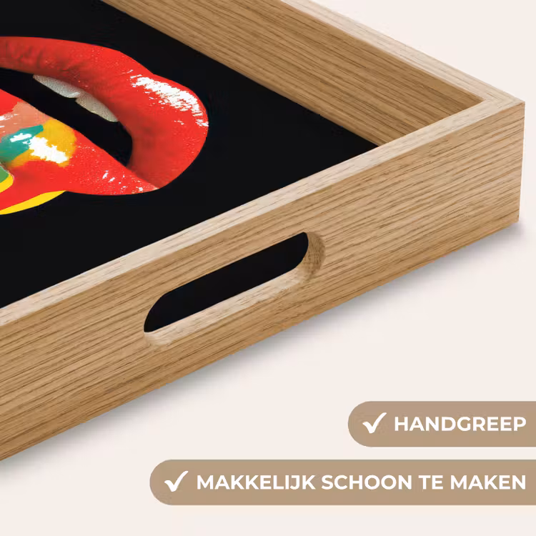 Lippen - Kleuren - Zwart Dienblad Rechthoek middel -USP_HandgreepNL