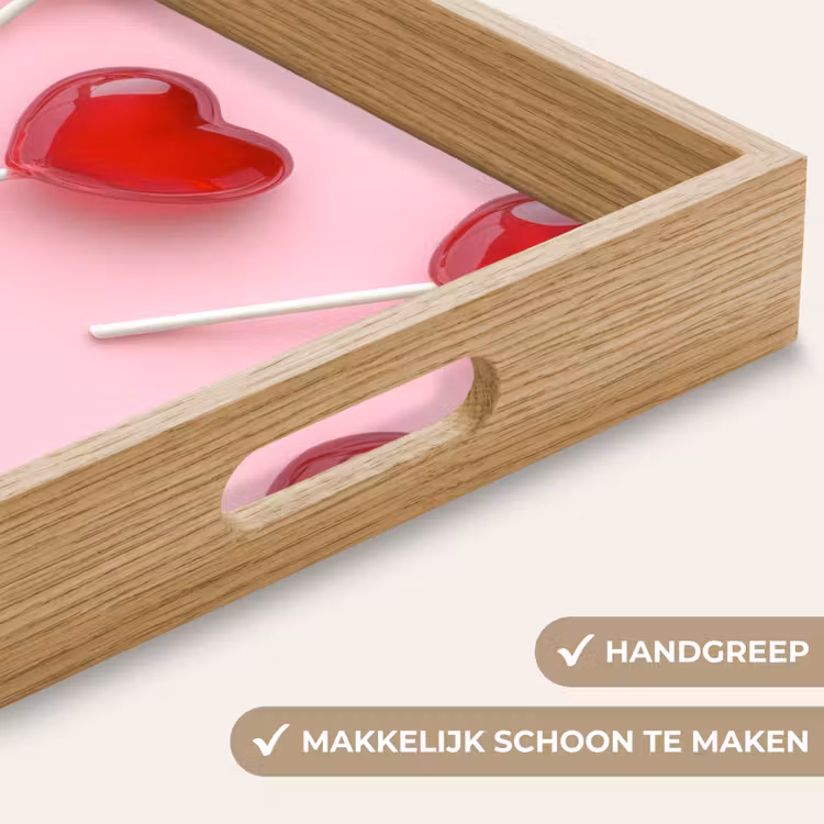 Lollies - Hartjes - Roze Dienblad Rechthoek middel -USP_HandgreepNL