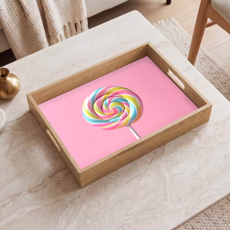 Lolly - Roze - Snoep - Zoet Dienblad Rechthoek middel -sfeer1