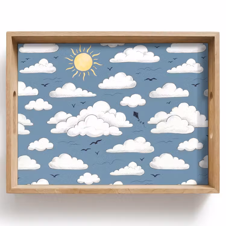 Lucht - Zon - Wolken - Natuur - Blauw Dienblad Rechthoek middel -z3d_shopping