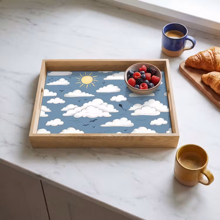 Lucht - Zon - Wolken - Natuur - Blauw Dienblad Rechthoek middel -sfeer2