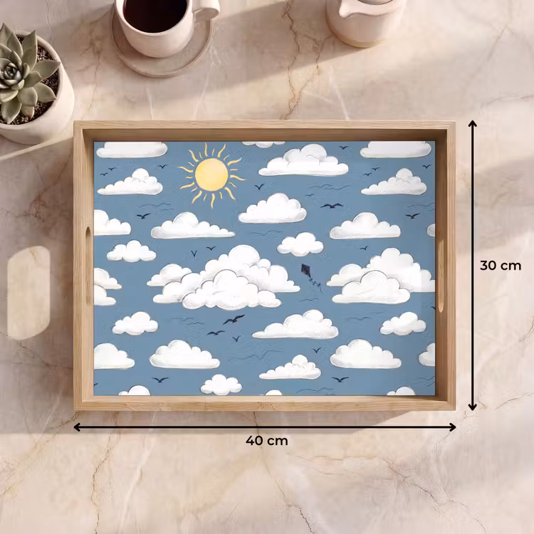 Lucht - Zon - Wolken - Natuur - Blauw Dienblad Rechthoek middel -USP_Formaat