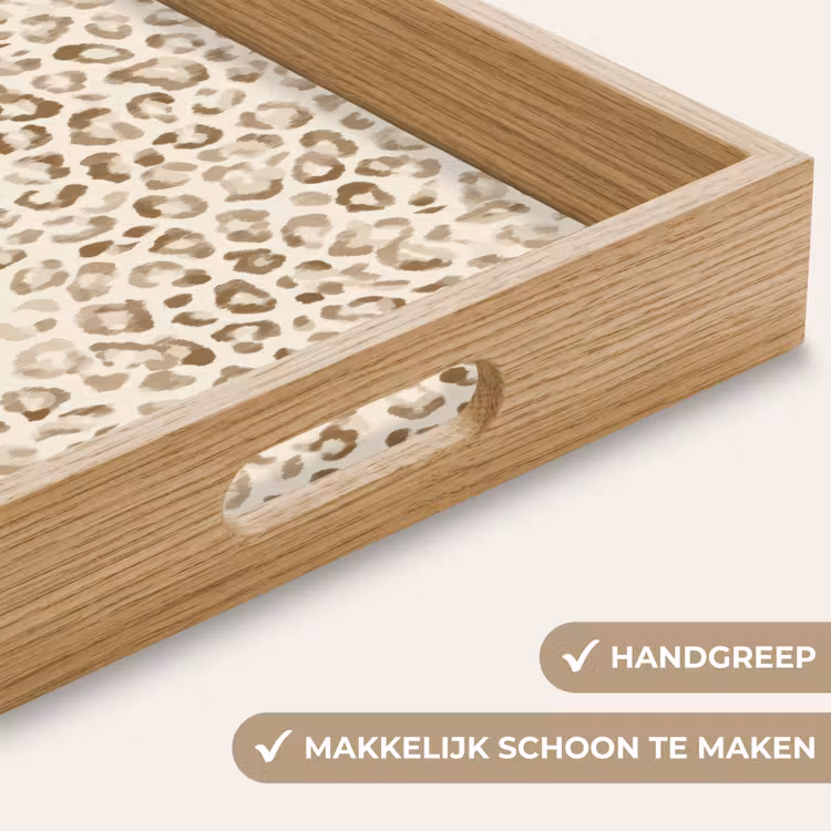 Luipaard - Klassiek - Beige Dienblad Rechthoek middel 911 -USP_HandgreepNL