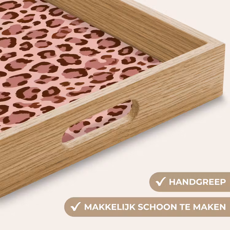 Luipaard - Patroon - Roze Dienblad Rechthoek middel 911 -USP_HandgreepNL