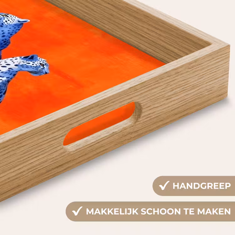 Luipaarden - Stippen - Oranje Dienblad Rechthoek middel -USP_HandgreepNL