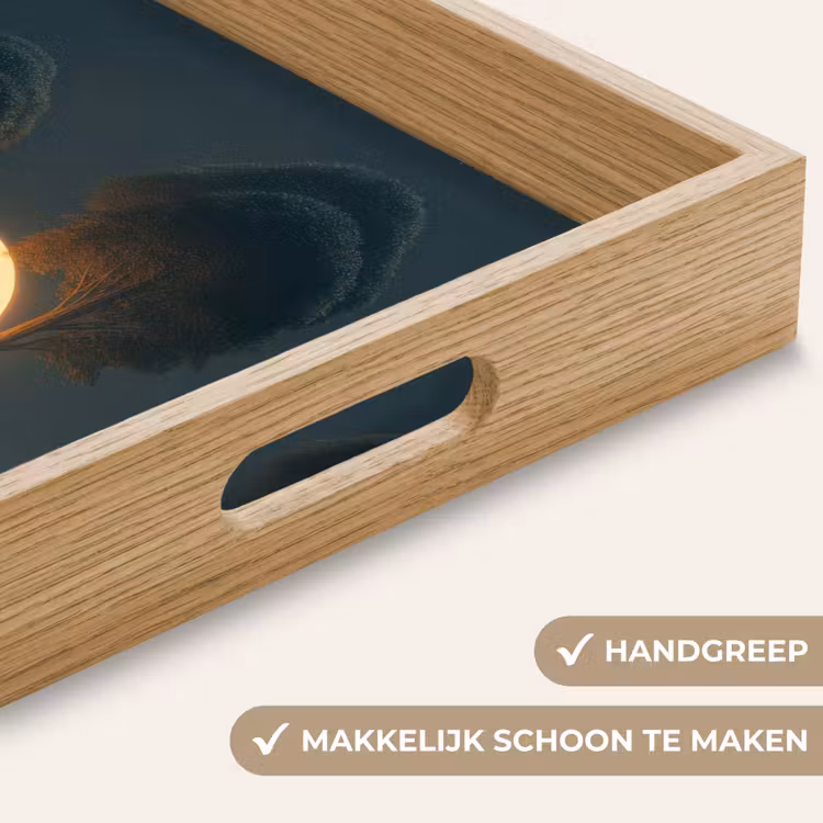 Maan - Bomen - Wandeling Dienblad Rechthoek middel -USP_HandgreepNL