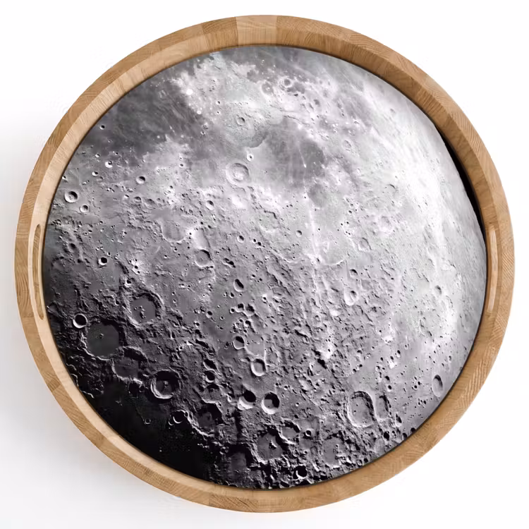 Dienblad - Maan - Kraters - Ruimte - Maan - Kraters - Ruimte Dienblad Rond middel