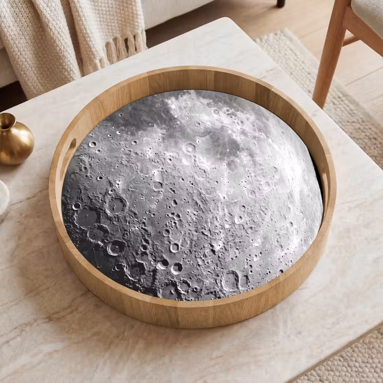Dienblad - Maan - Kraters - Ruimte - Maan - Kraters - Ruimte Dienblad Rond middel