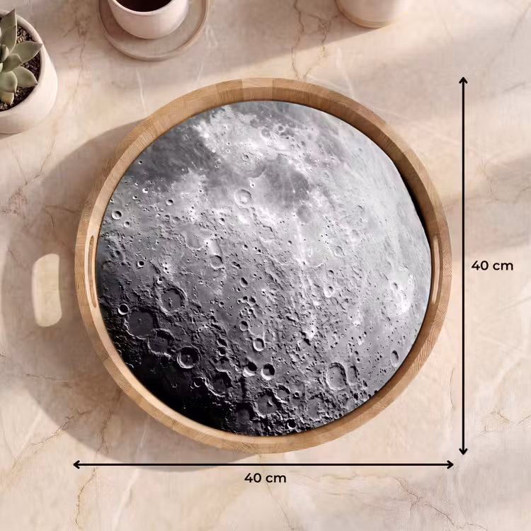 Dienblad - Maan - Kraters - Ruimte - Maan - Kraters - Ruimte Dienblad Rond middel
