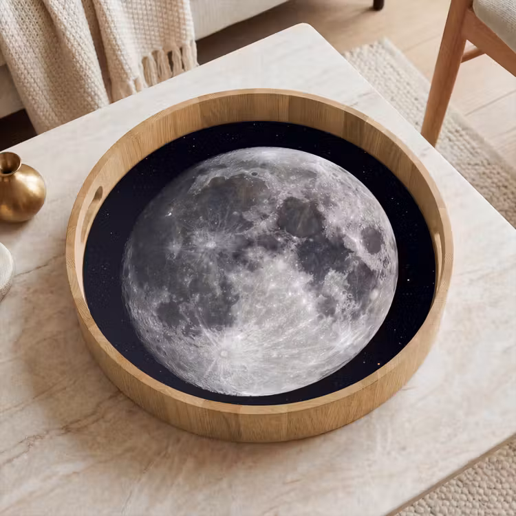 Dienblad - Maan - Sterren - Ruimte - Maan - Sterren - Ruimte Dienblad Rond middel