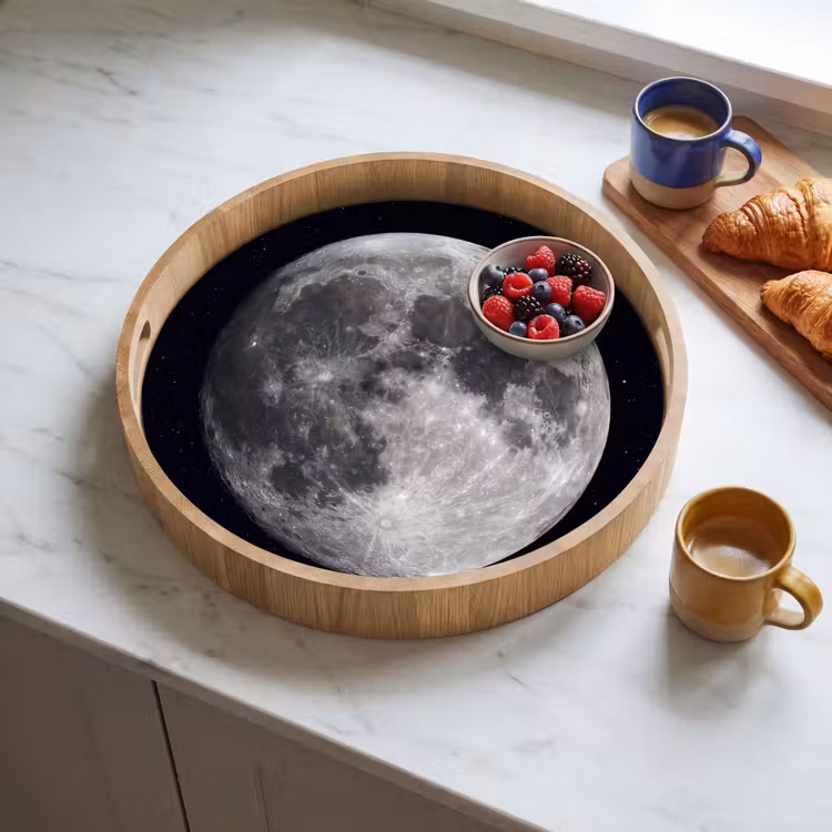 Dienblad - Maan - Sterren - Ruimte - Maan - Sterren - Ruimte Dienblad Rond middel