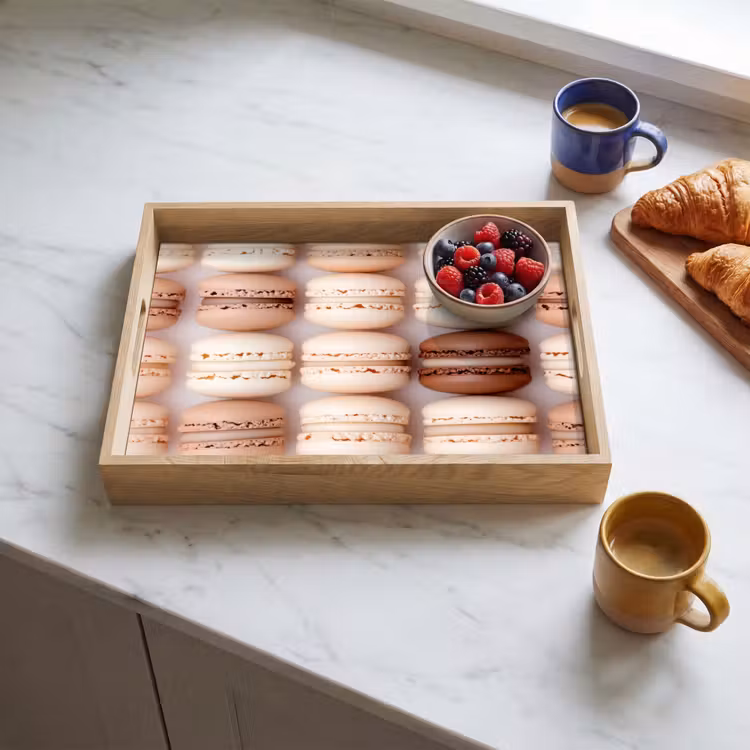 Macarons - Beige - Bruin Dienblad Rechthoek middel -sfeer2