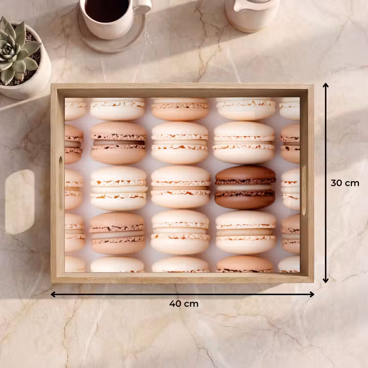 Macarons - Beige - Bruin Dienblad Rechthoek middel -USP_Formaat