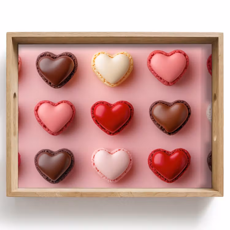 Macarons - Hartjes - Kleurrijk - Roze Dienblad Rechthoek middel -z3d_shopping
