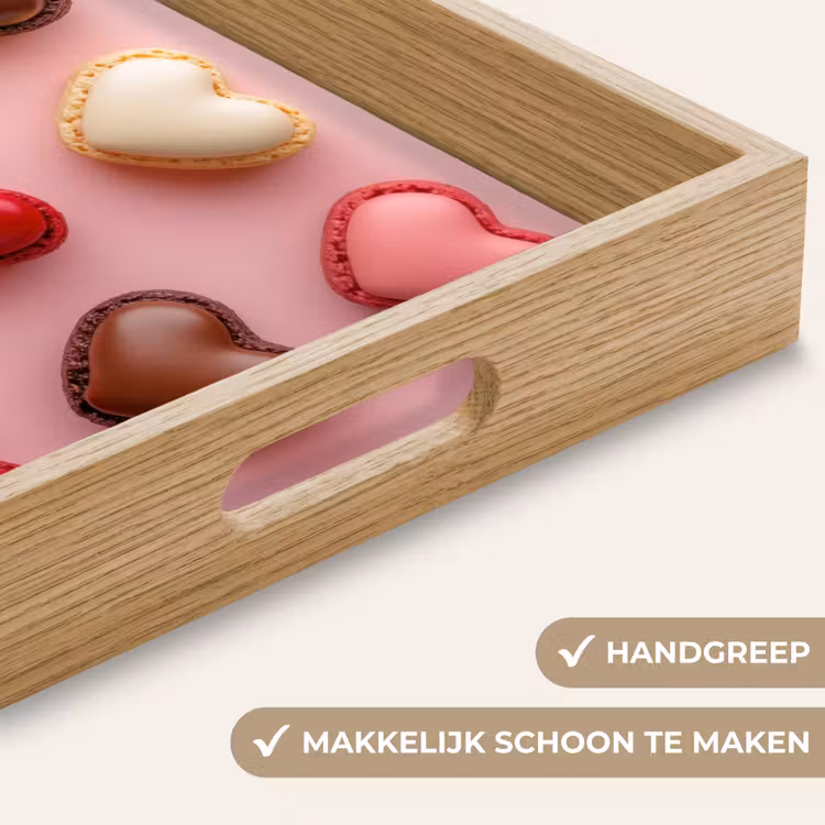 Macarons - Hartjes - Kleurrijk - Roze Dienblad Rechthoek middel -USP_HandgreepNL