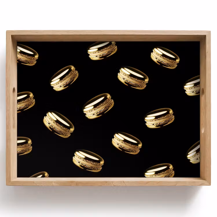 Macarons - Patroon - Goud - Zwart Dienblad Rechthoek middel -z3d_shopping