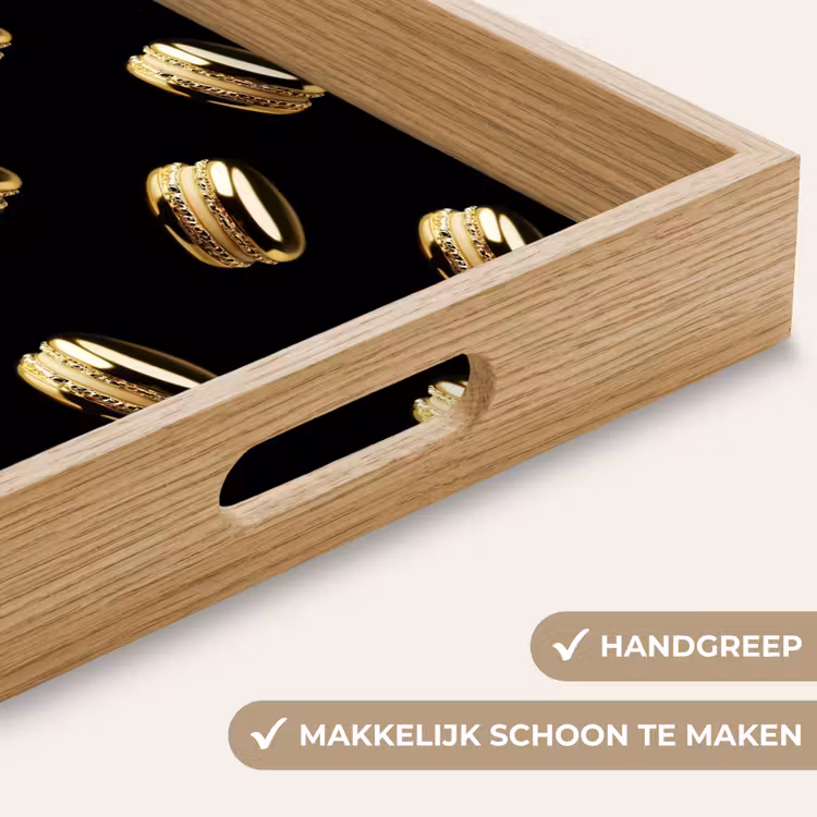 Macarons - Patroon - Goud - Zwart Dienblad Rechthoek middel -USP_HandgreepNL